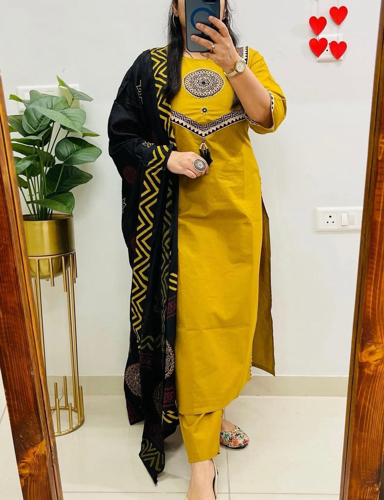 Yellow Handwork Cotton Suit Set